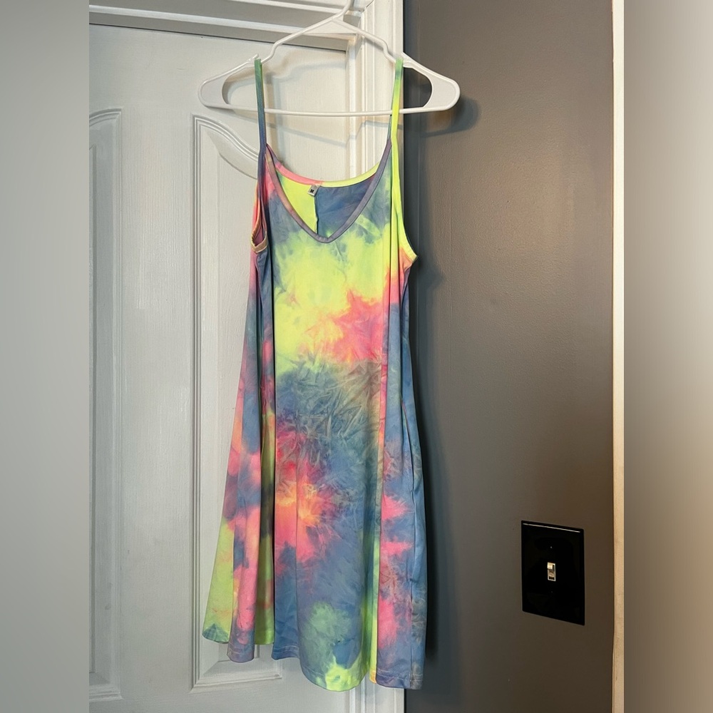 Tye dye skinny strap tank dress size medium